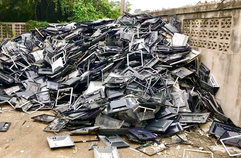 scrap heap of monitors