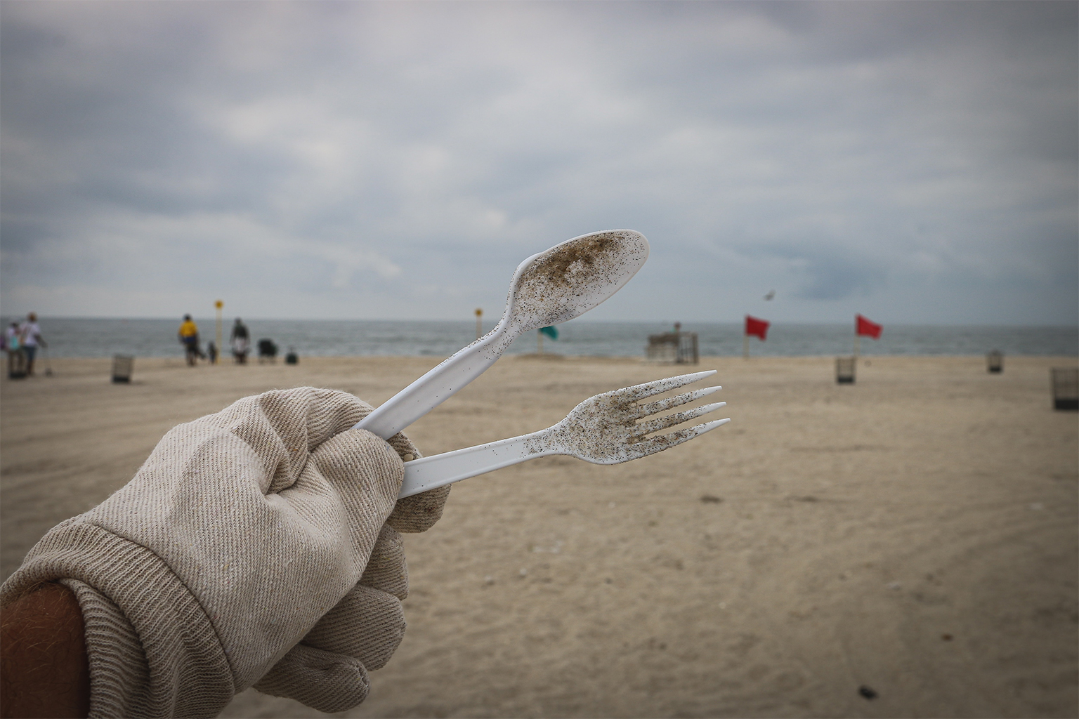 Plastic cutlery pollution.