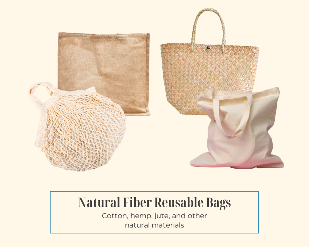 bolsas reutilizables de fibra natural - bolsas de algodón reutilizables