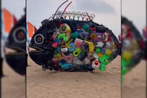 The plastic waste was retrieved from the ocean at Chennai’s Besant Nagar Beach. (Credits : Twitter)
