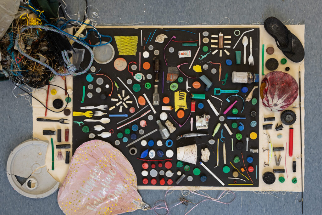 Collection of plastic waste that Michele Klimczak gathered on the beaches of Fisher's Island in Long Island Sound near the shores of Connecticut and Rhode Island. Credit: Devin Speak
