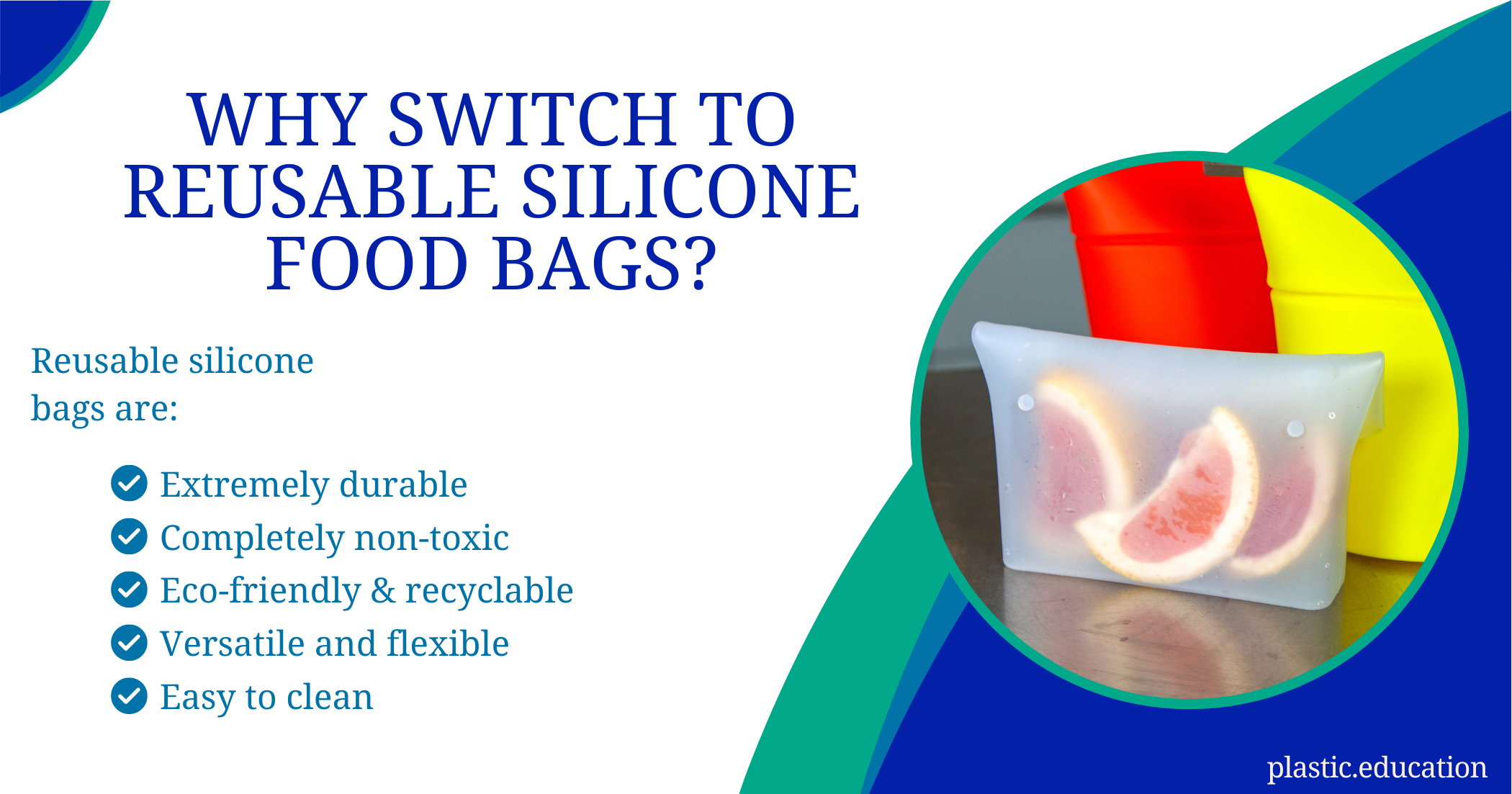 100% Silicone Stand Up Large Flat Bottom Food Storage Bag- 50 oz