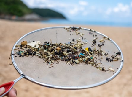 Microplastic pollution retrieved from the sea.